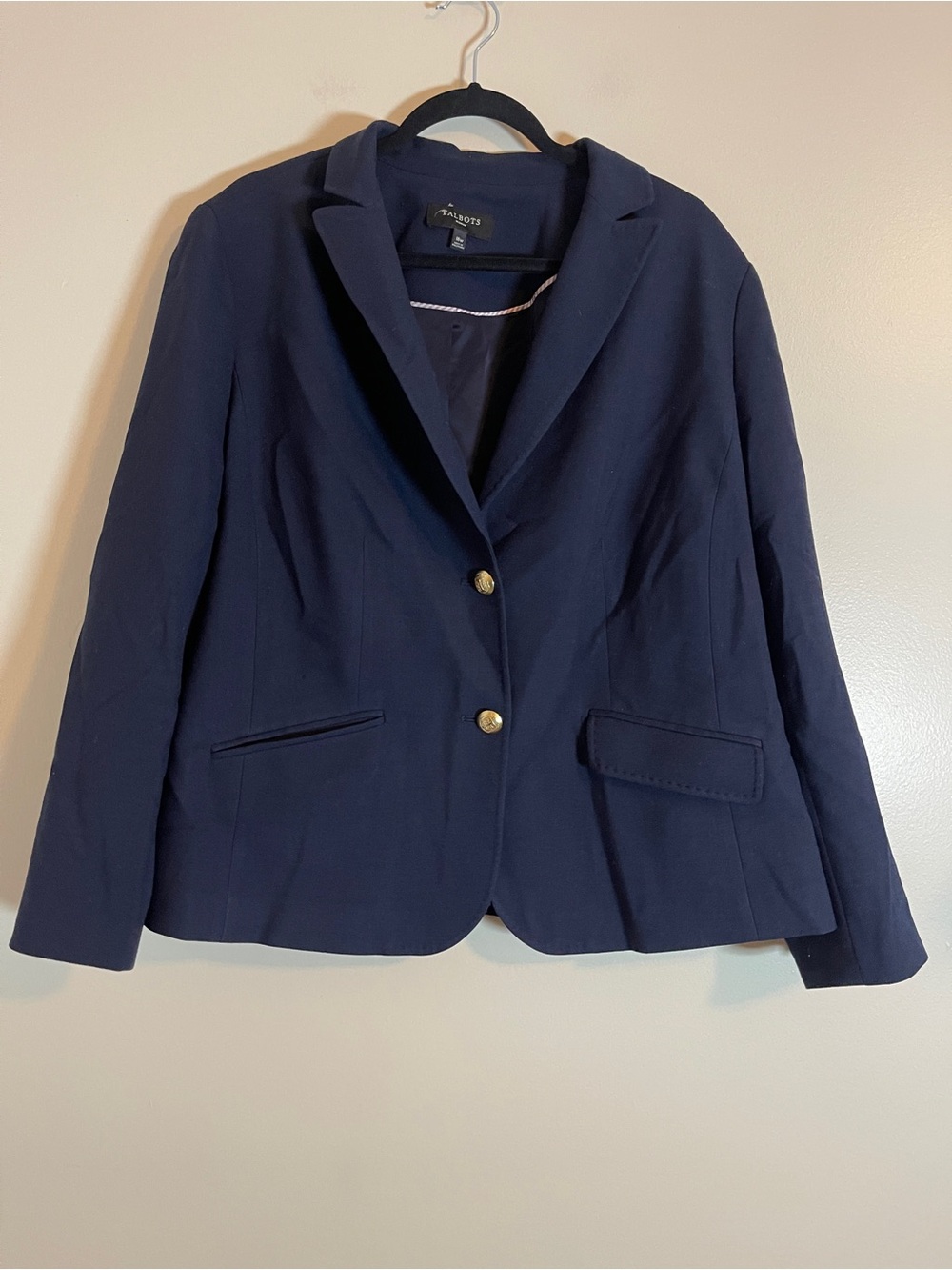 Talbots Blazer Womens 16W Navy Tailored Jacket Chic Minimalist Classic Workwear